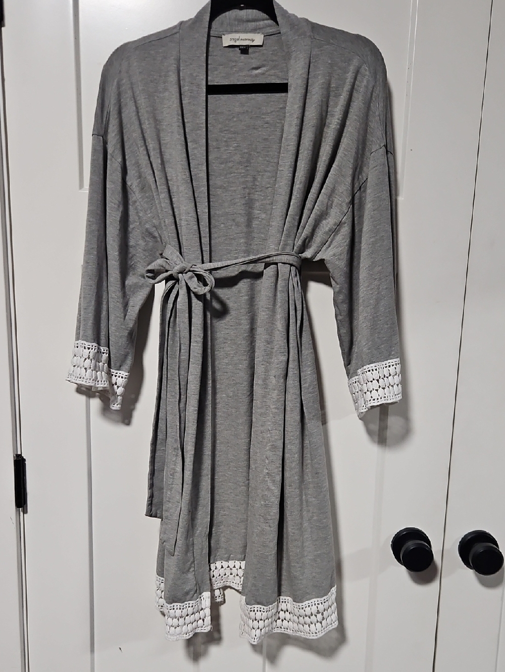 Angel Maternity Postpartum Bamboo Blend Robe Gray M/L